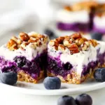 No Bake Creamy Blueberry Pecan Squares