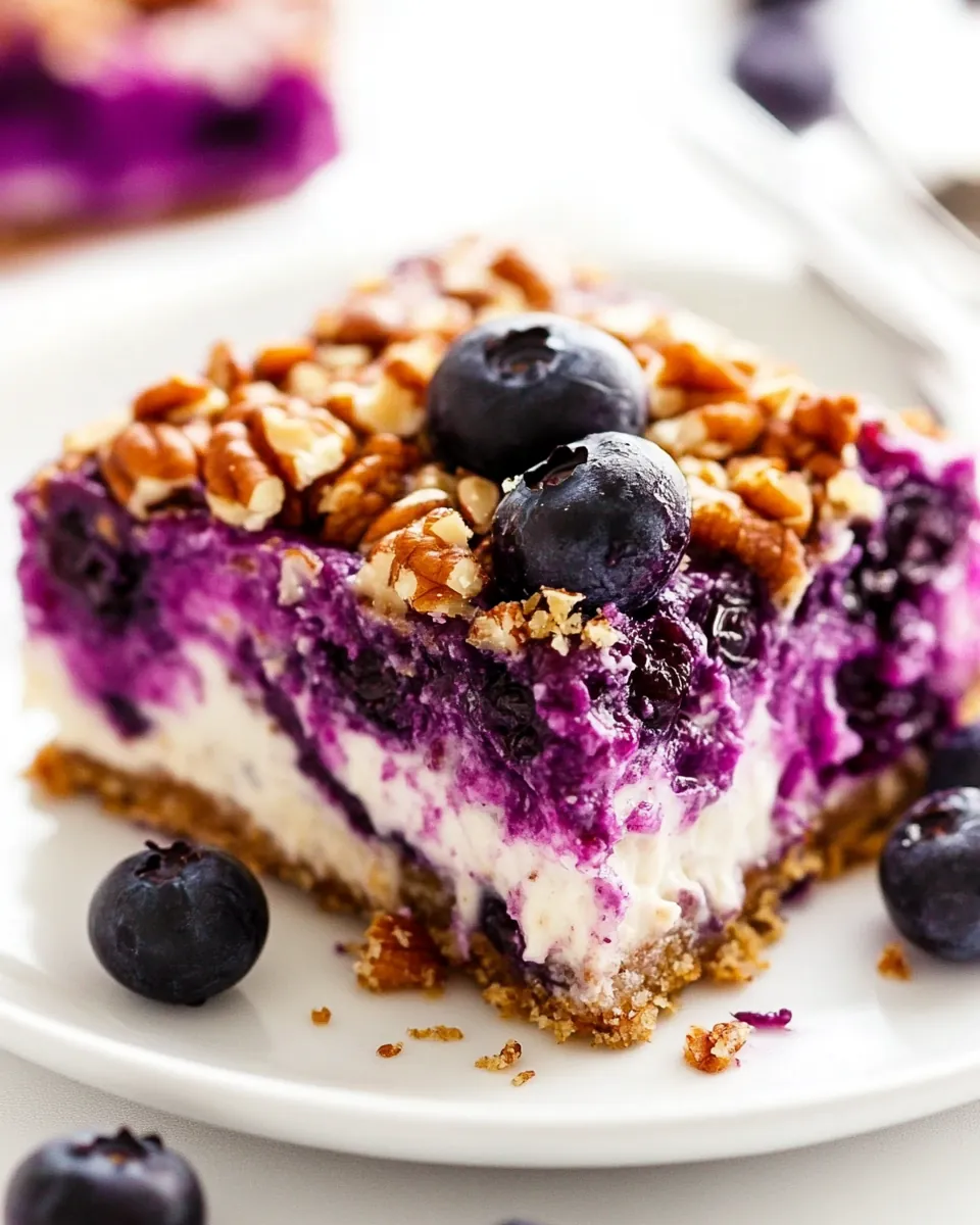 No Bake Creamy Blueberry Pecan Squares