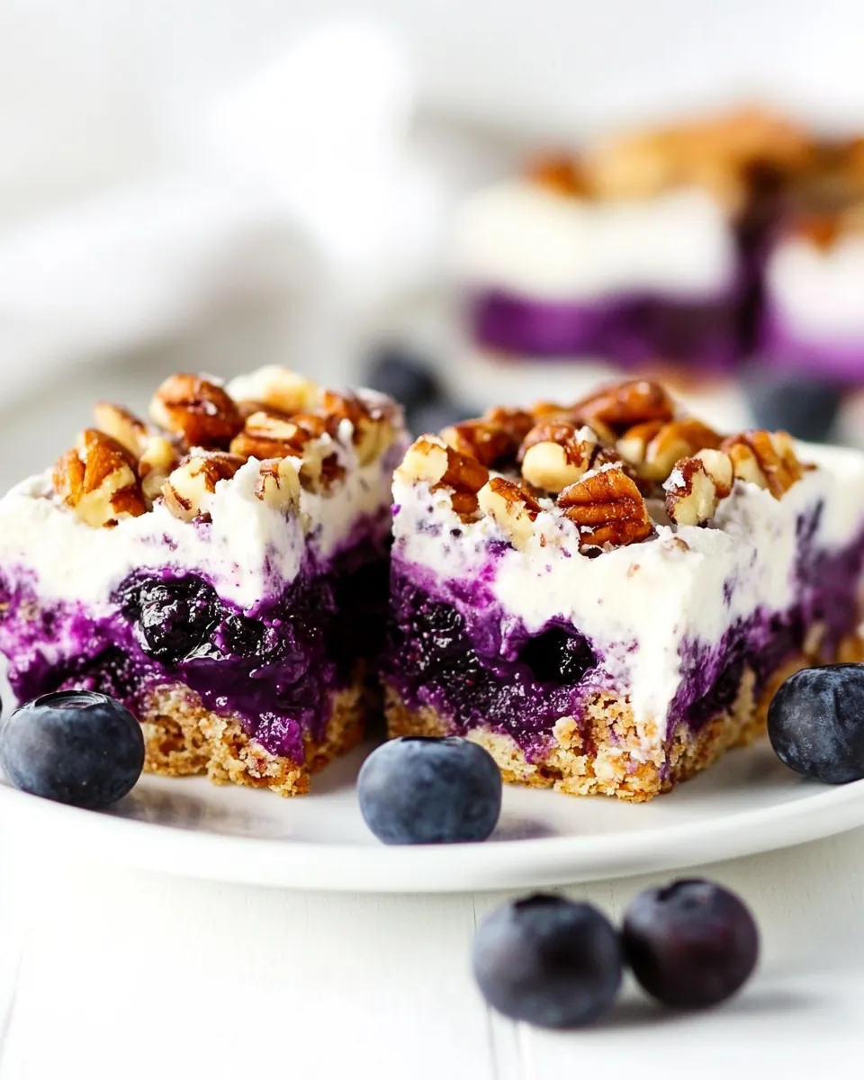 No Bake Creamy Blueberry Pecan Squares