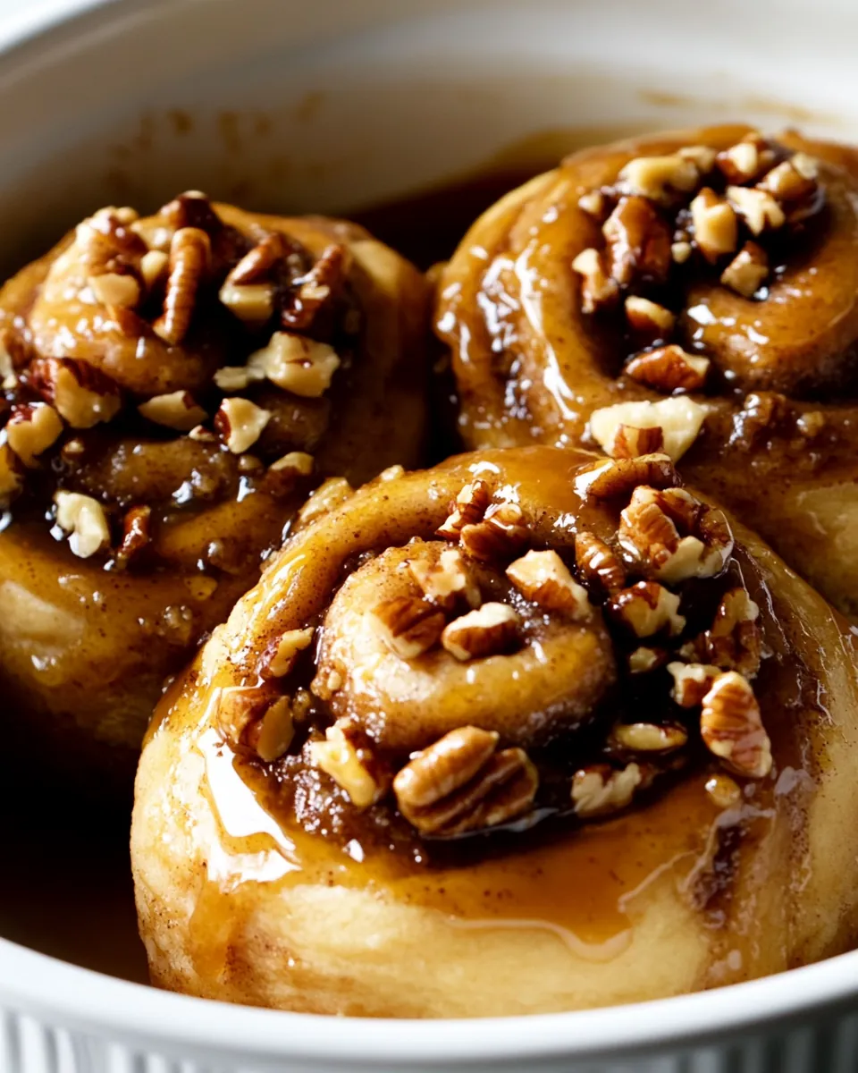 No Knead Sticky Pecan Caramel Cinnamon Rolls