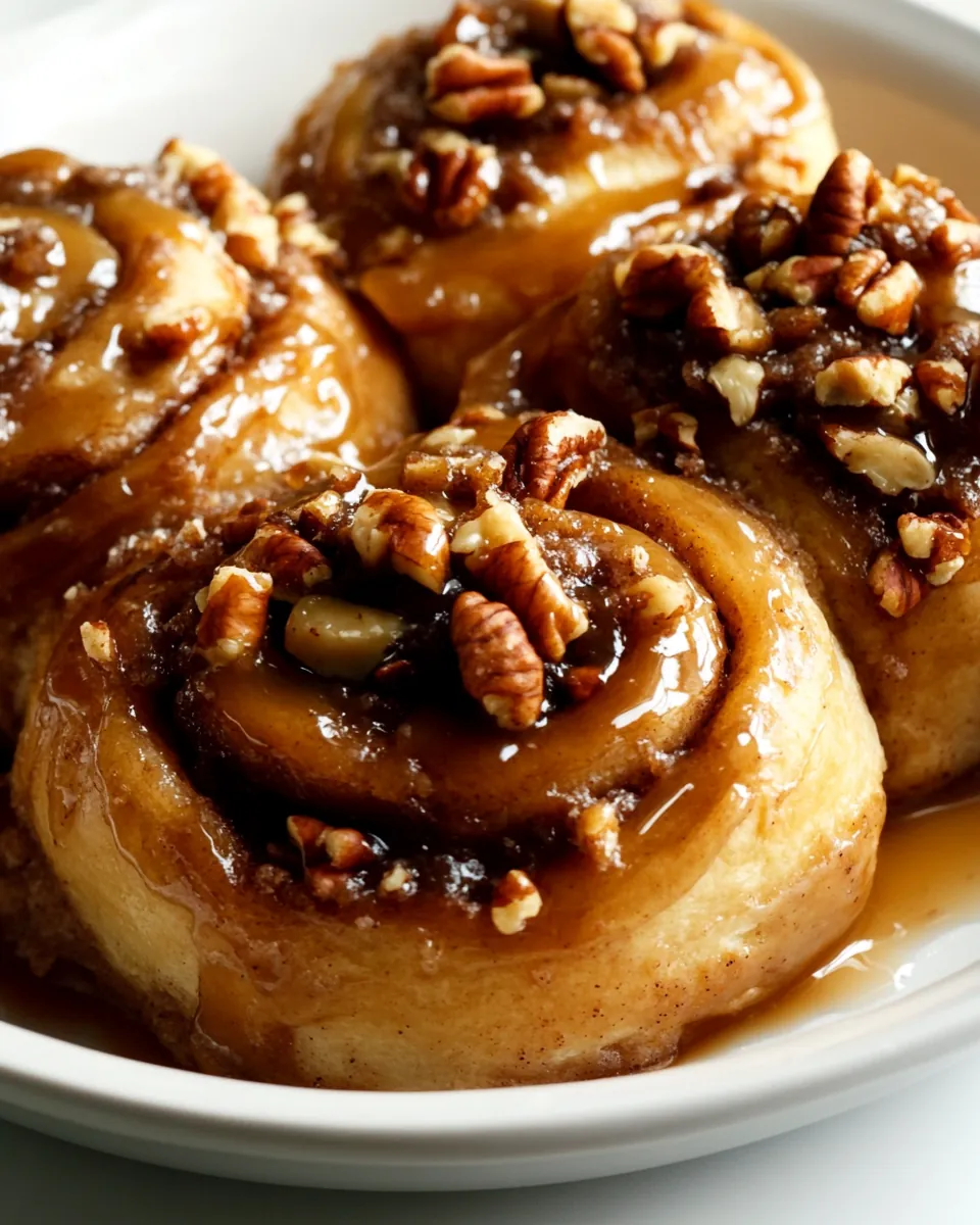 No Knead Sticky Pecan Caramel Cinnamon Rolls