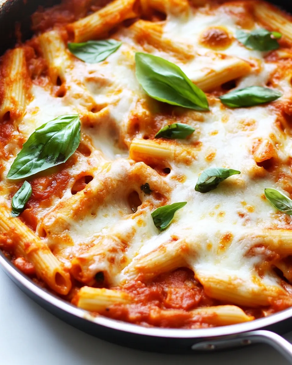 One Pan Baked Ziti Skillet