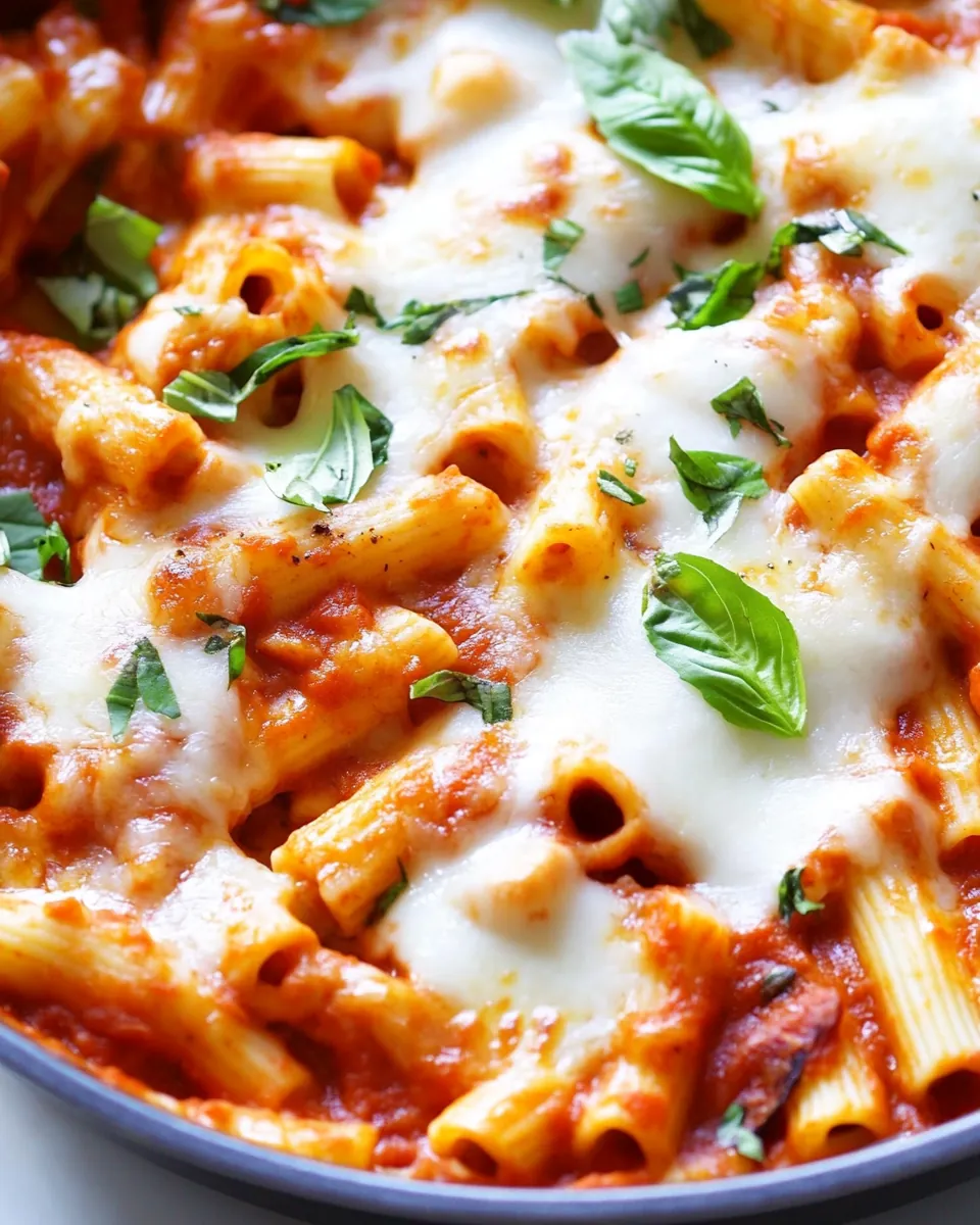 One Pan Baked Ziti Skillet