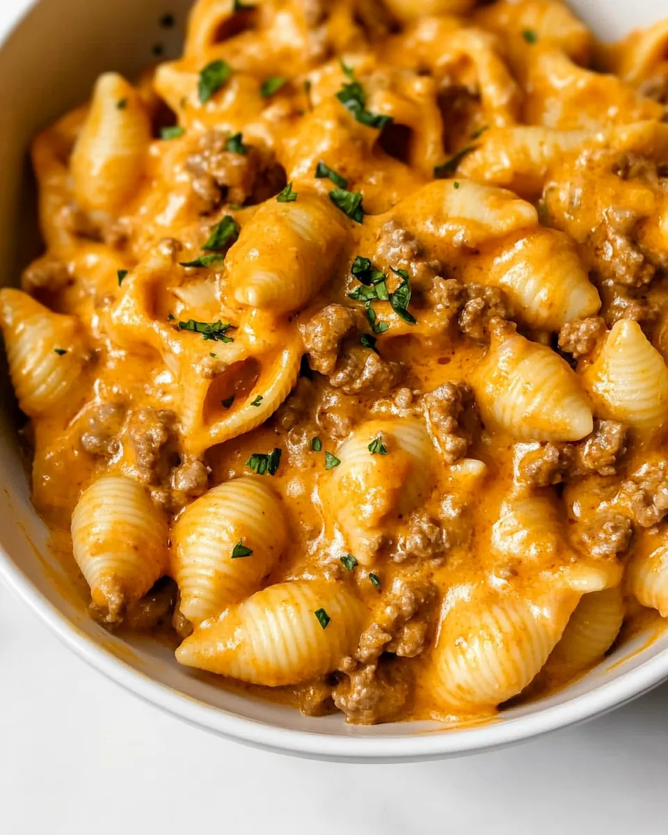 One Pot Cheesy Beef and Shells
