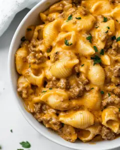 One Pot Cheesy Beef and Shells