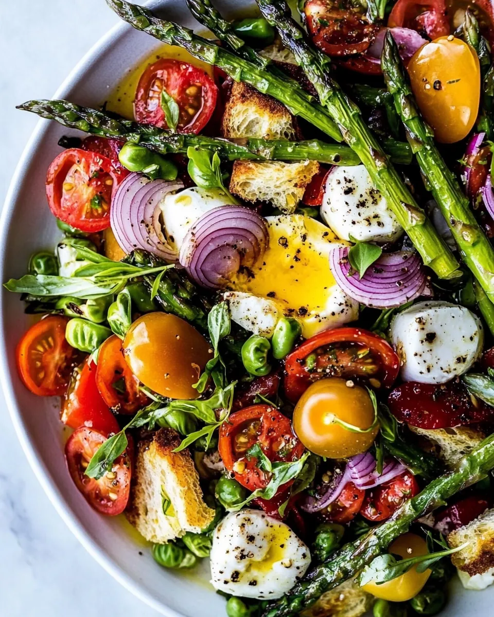 Panzanella Style Caprese Asparagus Salad
