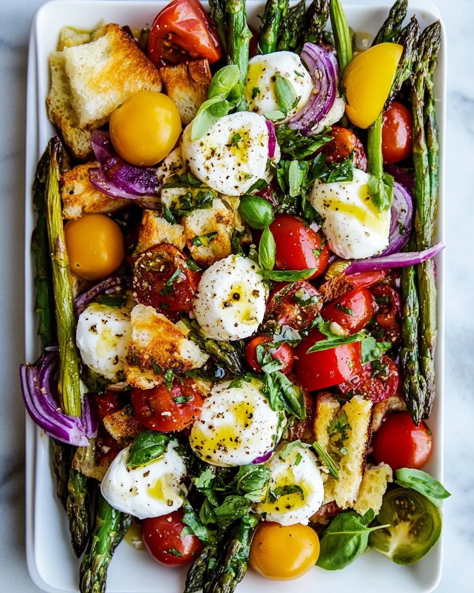 Panzanella Style Caprese Asparagus Salad