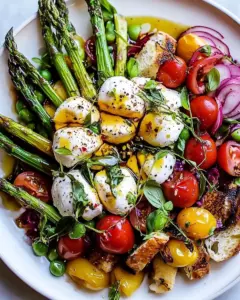 Panzanella Style Caprese Asparagus Salad