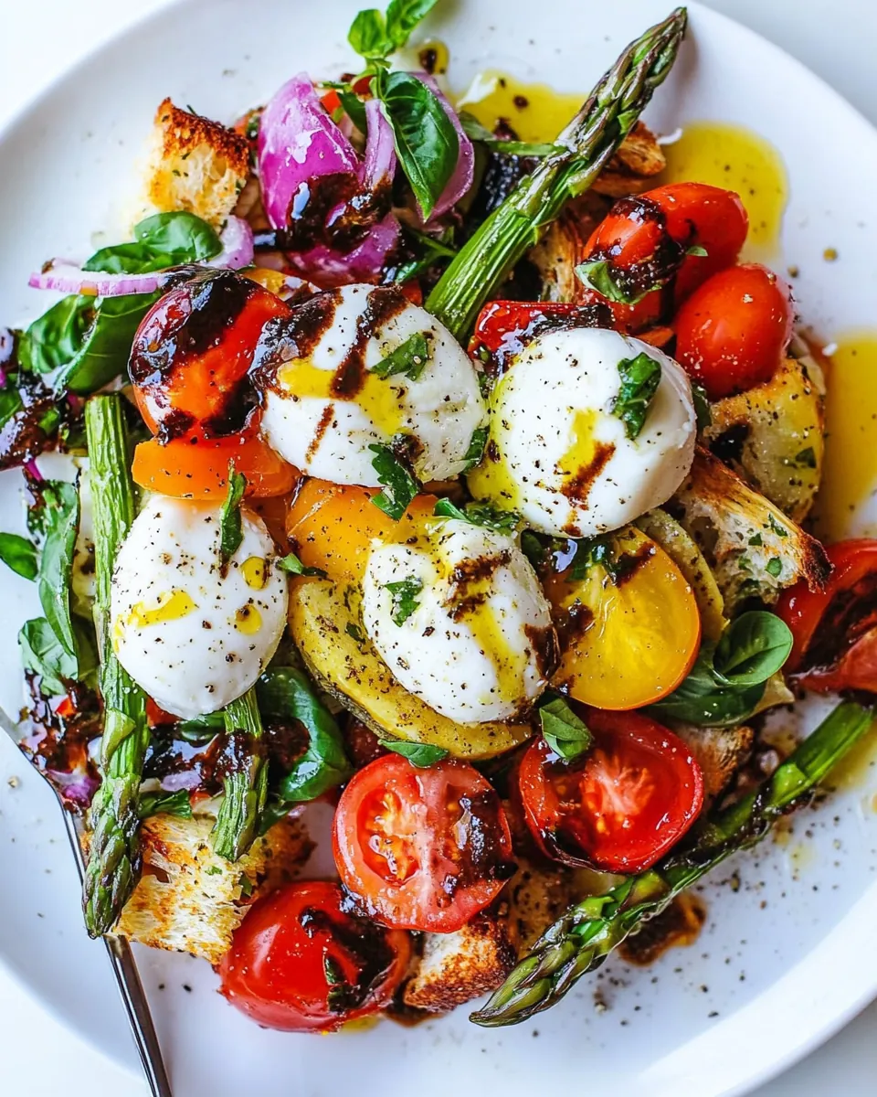 Panzanella Style Caprese Asparagus Salad