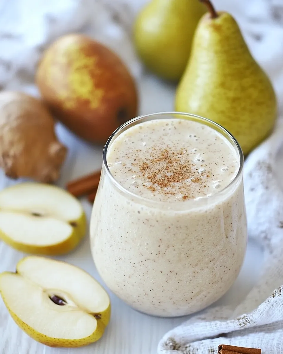 Pear Ginger Cinnamon Oat Smoothie