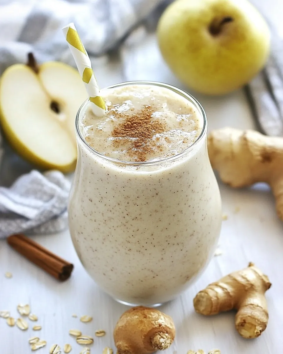 Pear Ginger Cinnamon Oat Smoothie