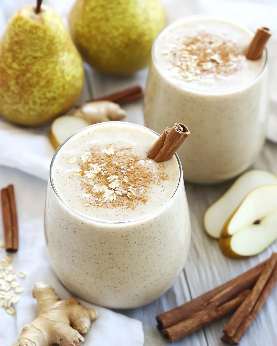 Pear Ginger Cinnamon Oat Smoothie