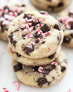Peppermint Chocolate Chip Shortbread Cookies