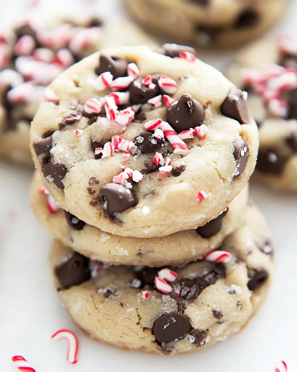 Peppermint Chocolate Chip Shortbread Cookies
