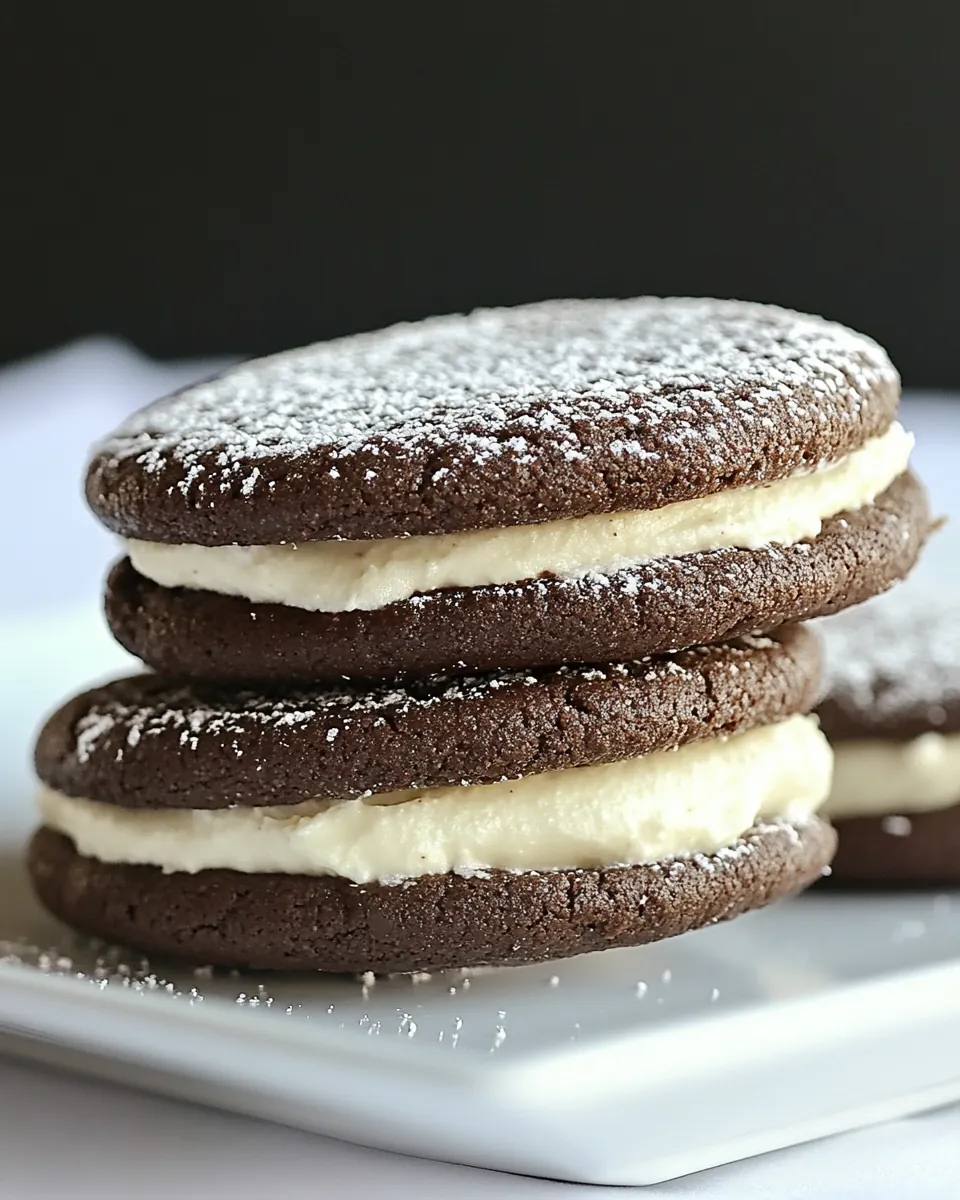 Peppermint Cream Chocolate Cookie Sandwiches