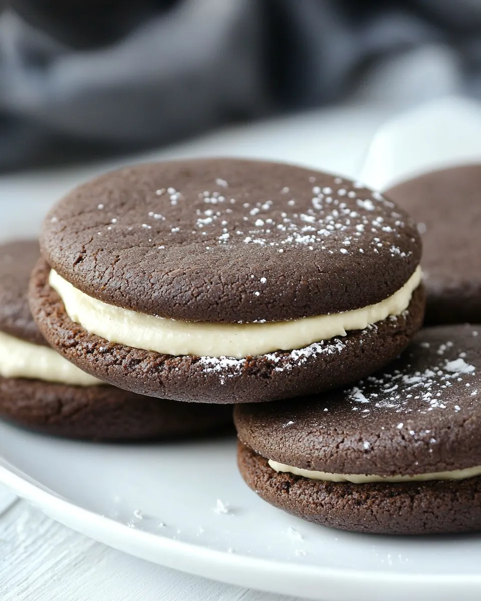 Peppermint Cream Chocolate Cookie Sandwiches