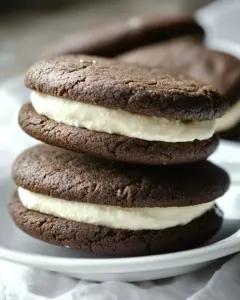 Peppermint Cream Chocolate Cookie Sandwiches