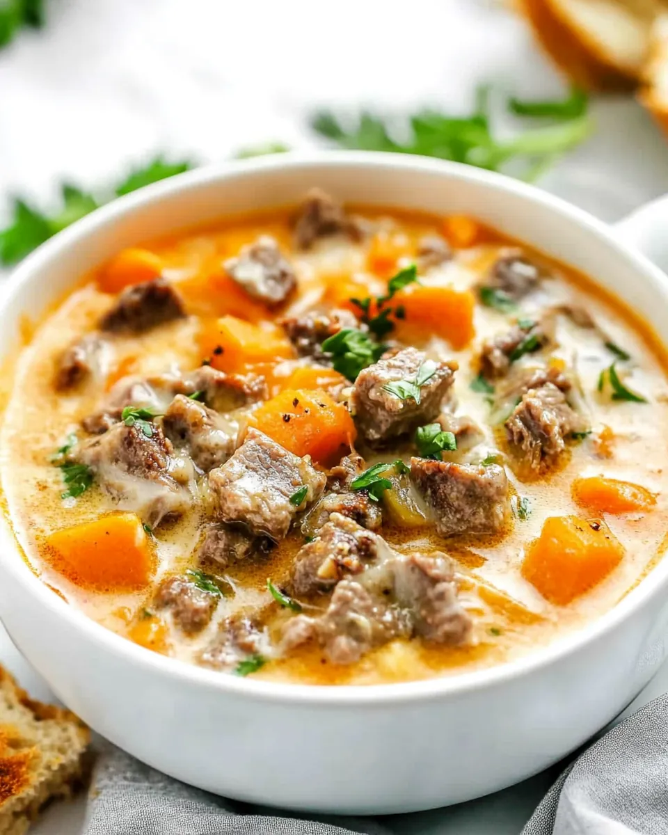 Philly Cheesesteak Soup