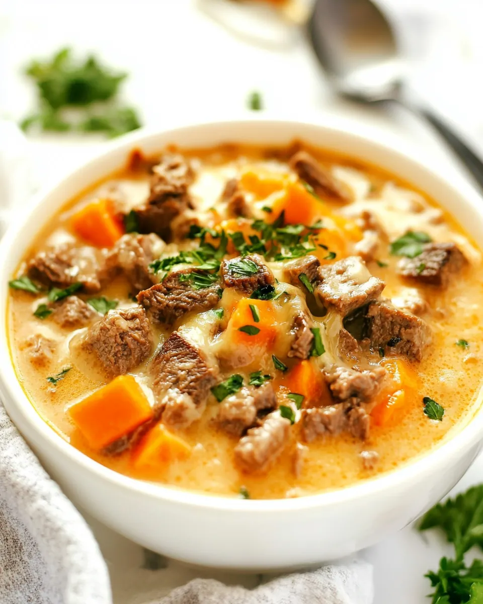 Philly Cheesesteak Soup