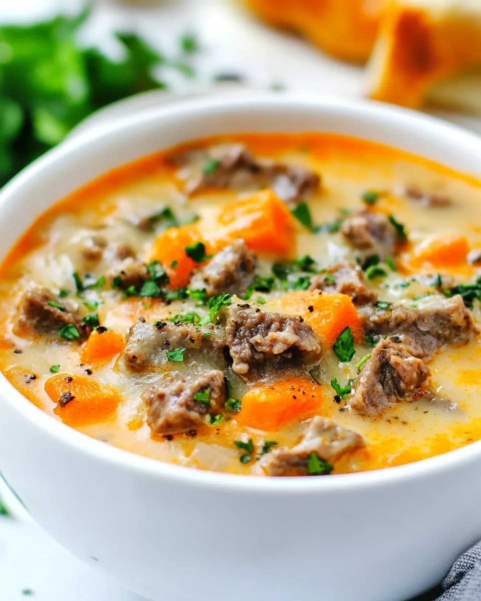 Philly Cheesesteak Soup