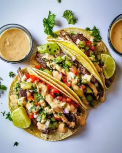 Queso Steak and Elote Tacos