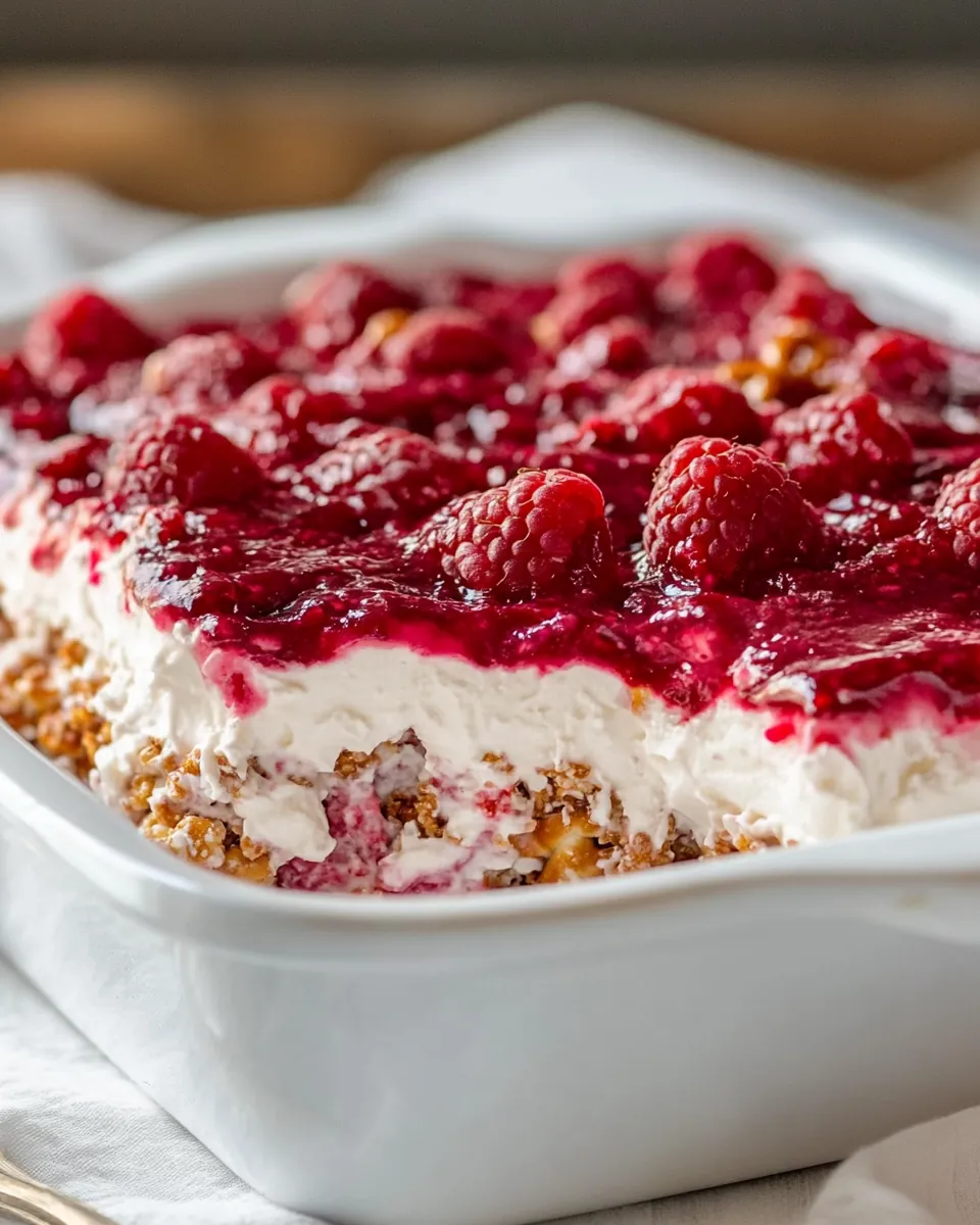 Raspberry Pretzel Salad