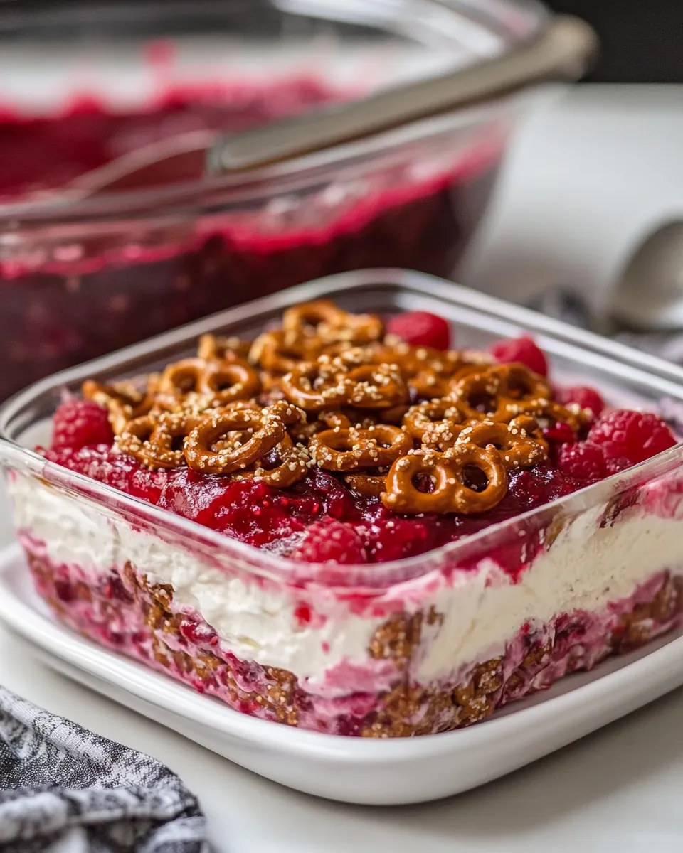 Raspberry Pretzel Salad