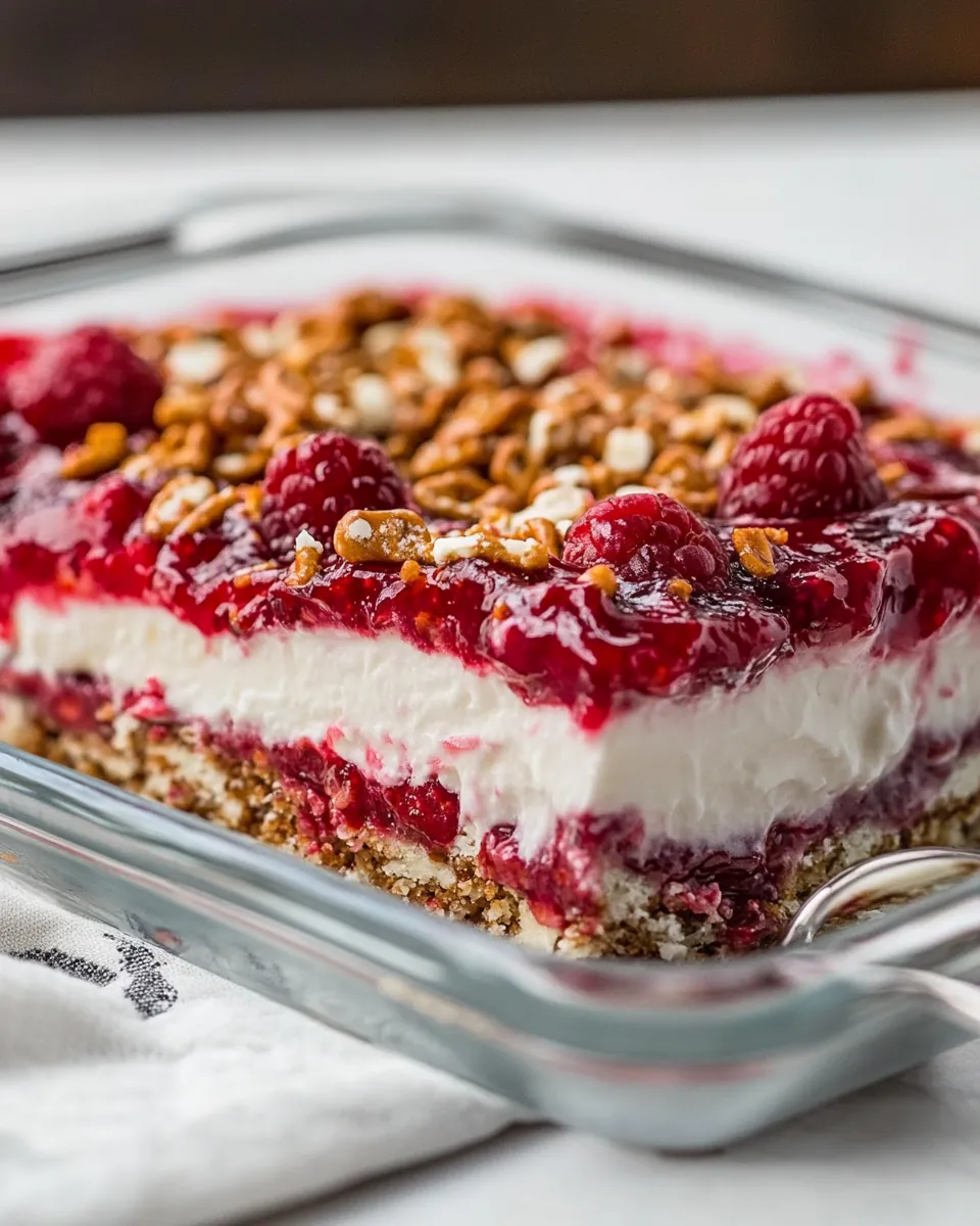 Raspberry Pretzel Salad