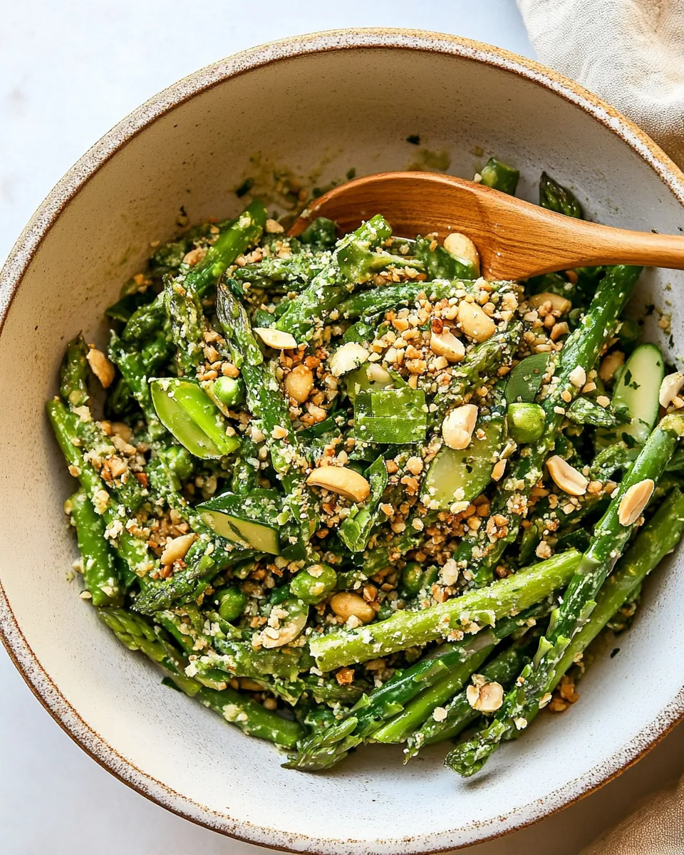 Roasted Asparagus Salad with Ginger Lime Dressing Peanuts
