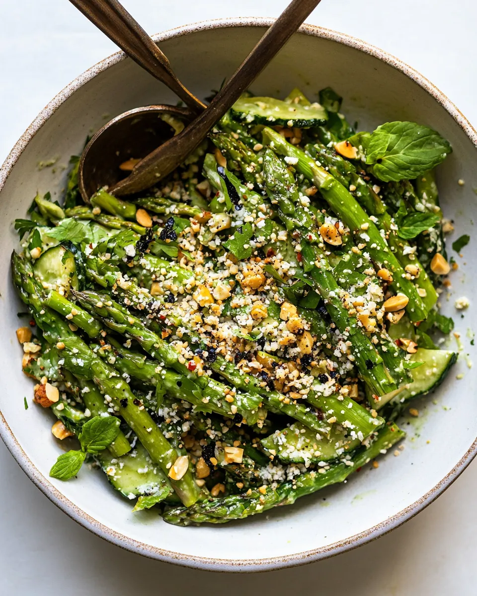 Roasted Asparagus Salad with Ginger Lime Dressing Peanuts