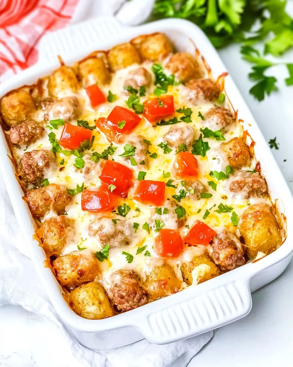 Rotel Sausage Cream Cheese Tater Tot Casserole