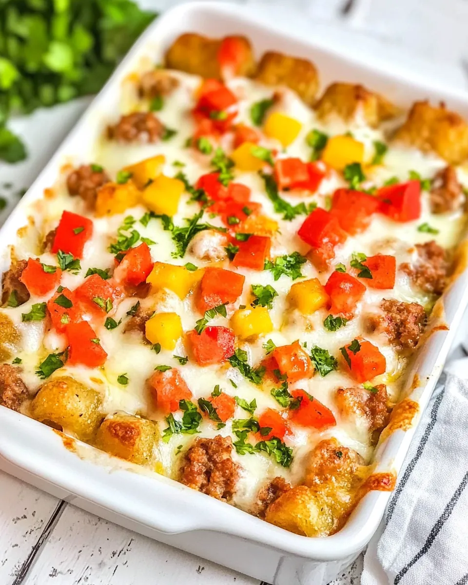Rotel Sausage Cream Cheese Tater Tot Casserole