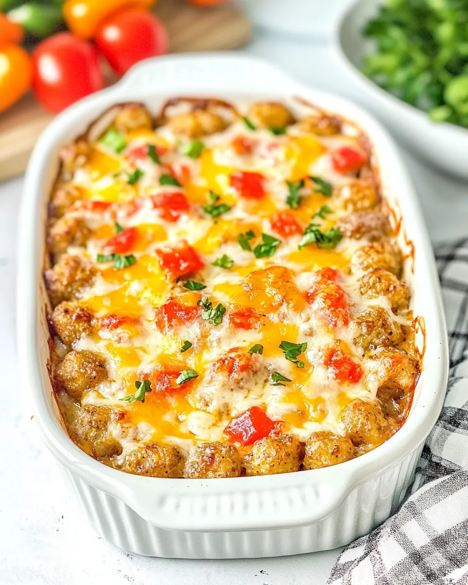 Rotel Sausage Cream Cheese Tater Tot Casserole