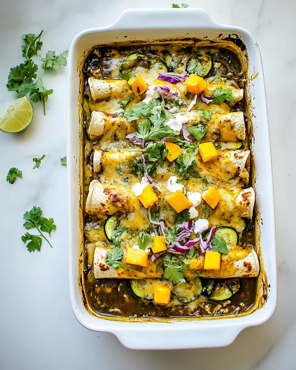 Salsa Verde Chicken Zucchini Enchiladas with Mango