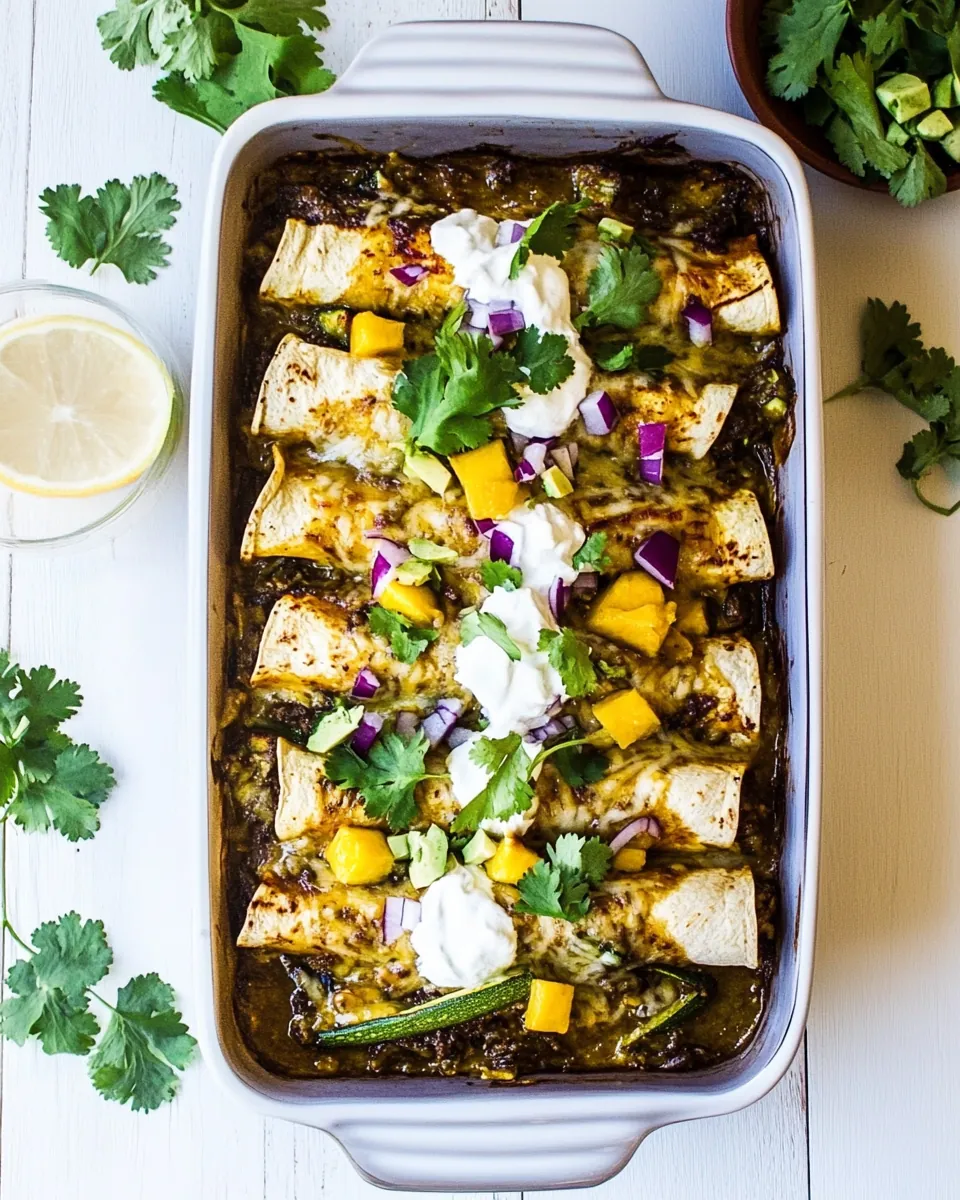 Salsa Verde Chicken Zucchini Enchiladas with Mango