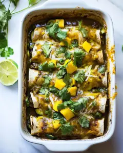Salsa Verde Chicken Zucchini Enchiladas with Mango