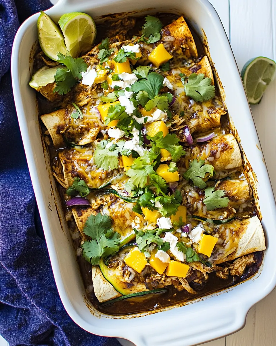 Salsa Verde Chicken Zucchini Enchiladas with Mango