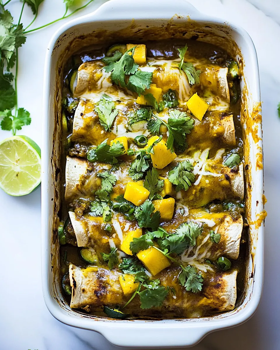 Salsa Verde Chicken Zucchini Enchiladas with Mango