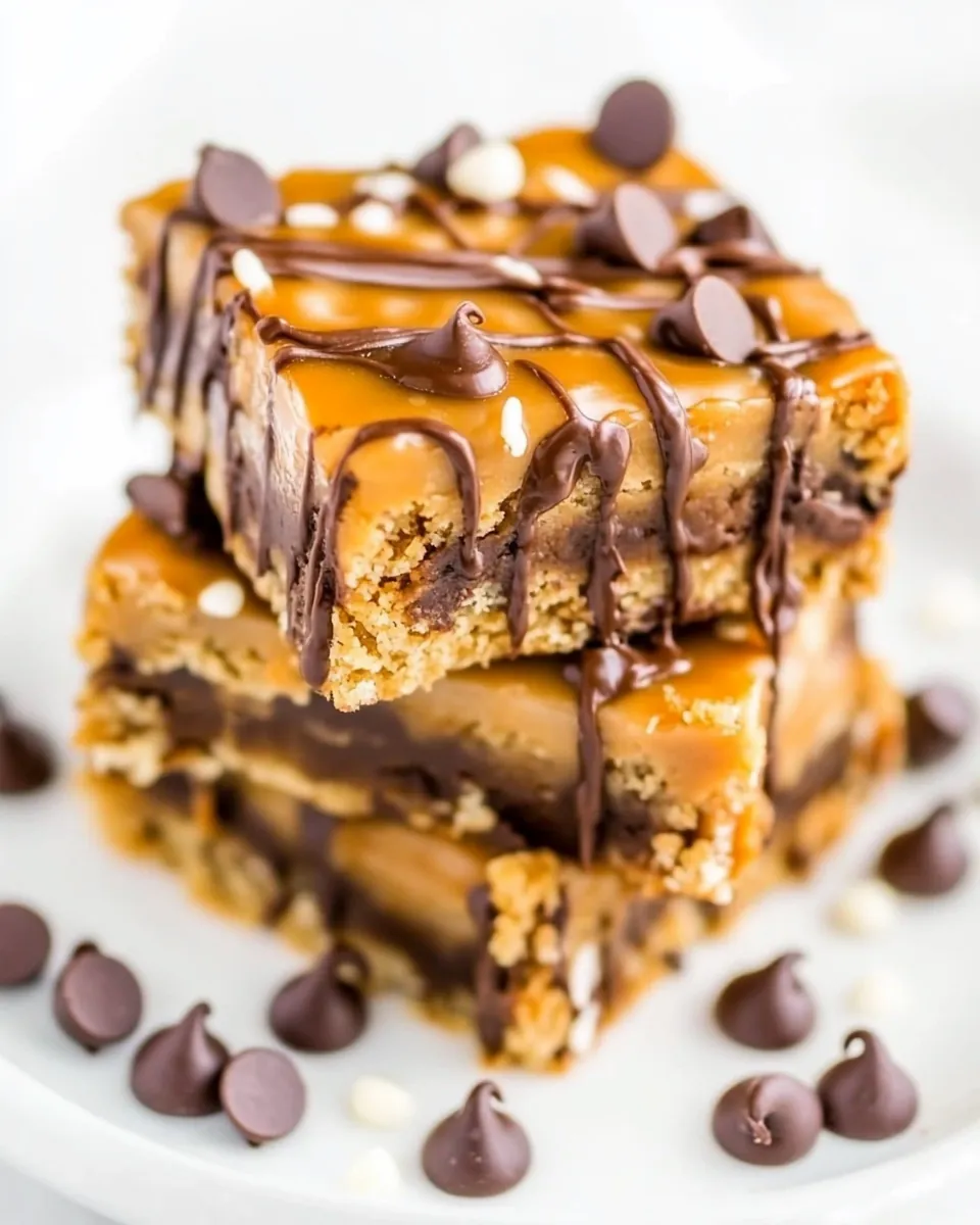 Salted Caramel Peanut Butter Chocolate Chip Bars