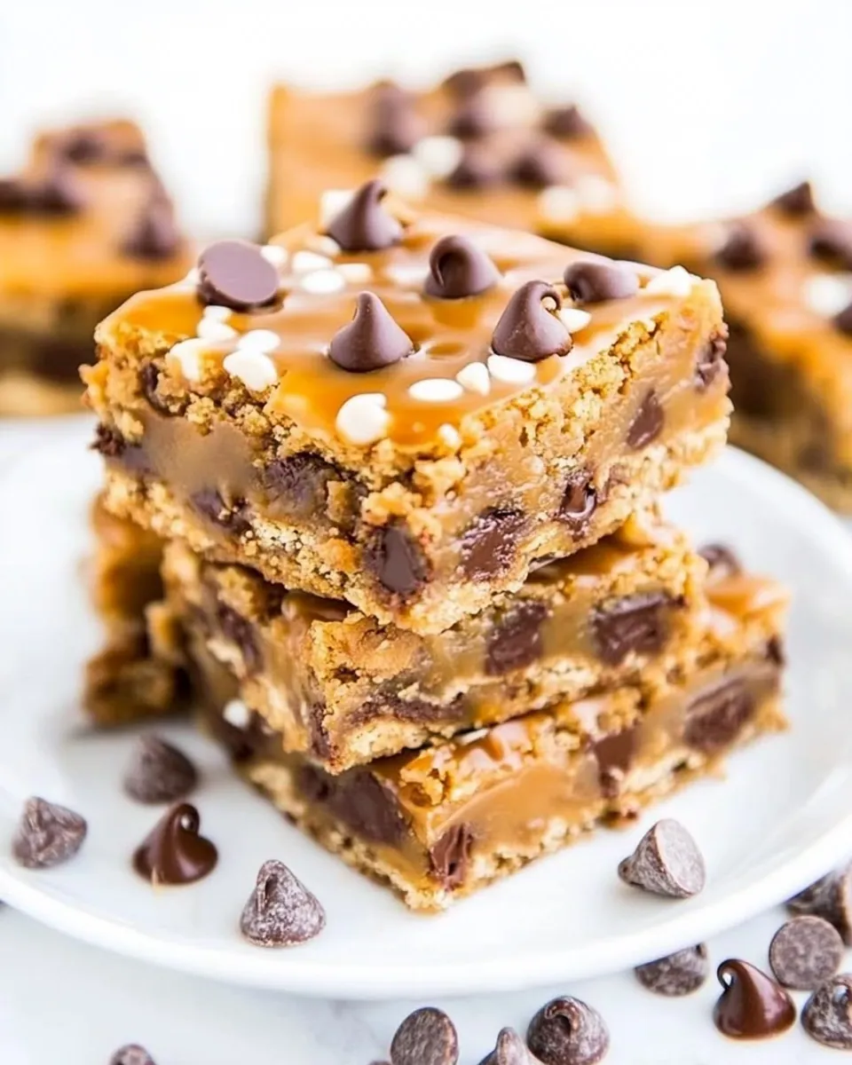 Salted Caramel Peanut Butter Chocolate Chip Bars