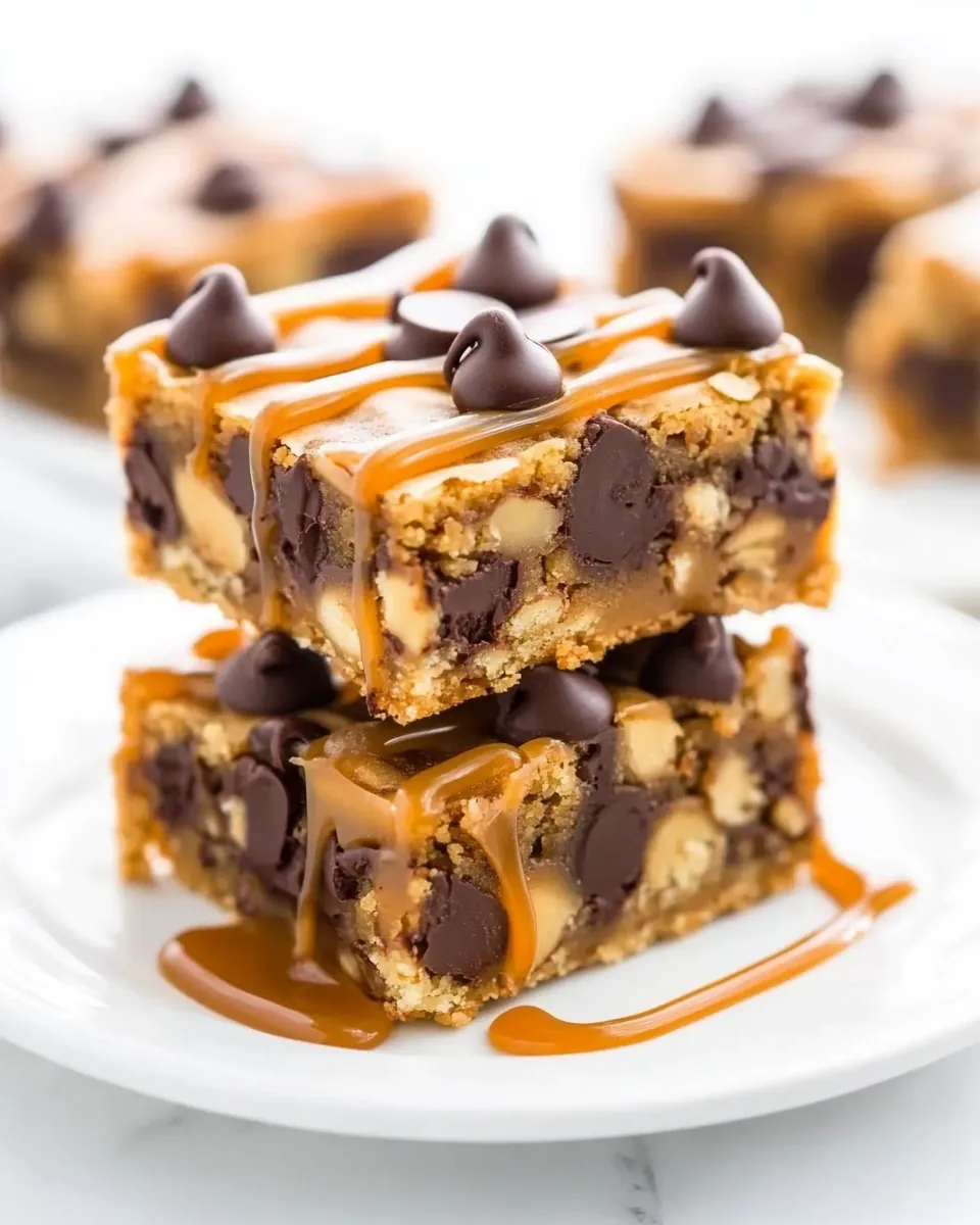 Salted Caramel Peanut Butter Chocolate Chip Bars