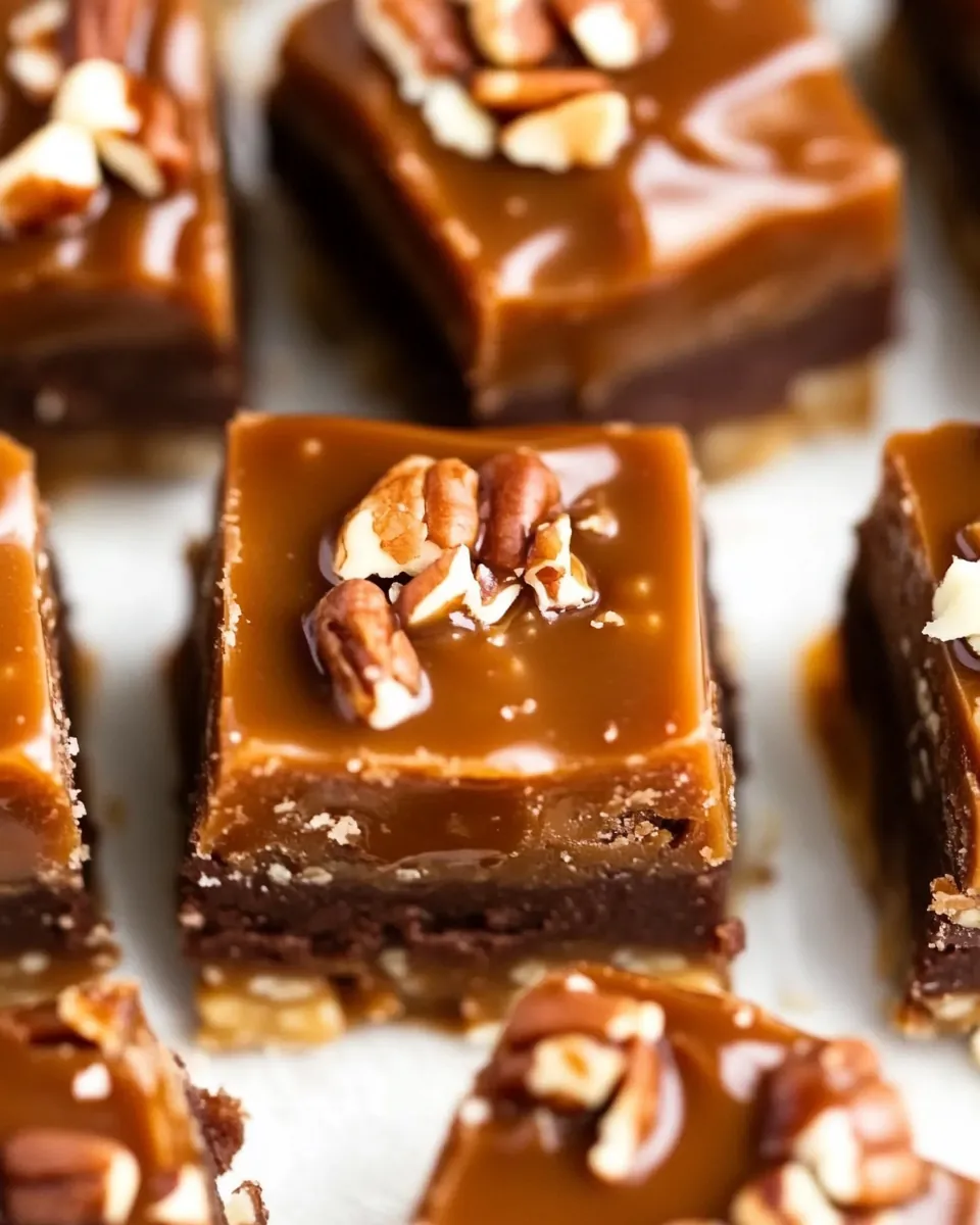 Salted Caramel Turtle Fudge Bars