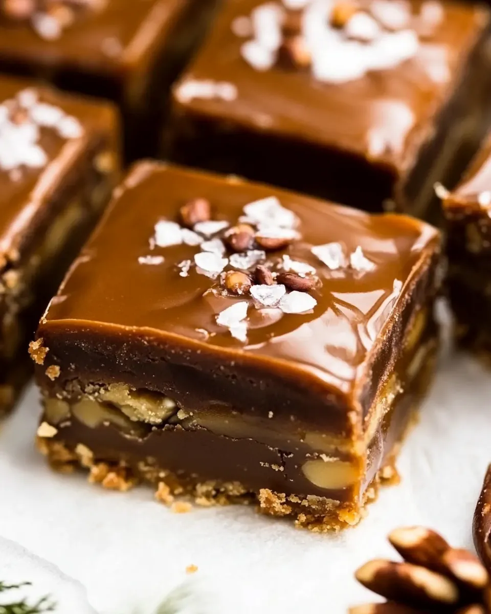 Salted Caramel Turtle Fudge Bars