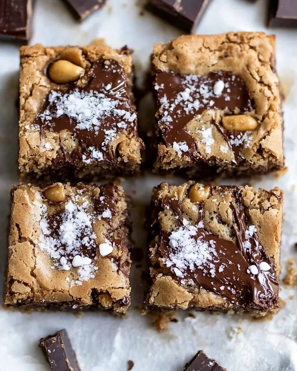 Salted Milk Chocolate Peanut Butter Blondies