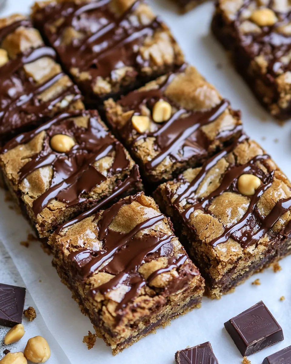 Salted Milk Chocolate Peanut Butter Blondies