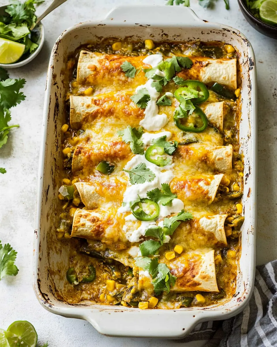 Sheet Pan Cheesy Poblano Corn Enchiladas