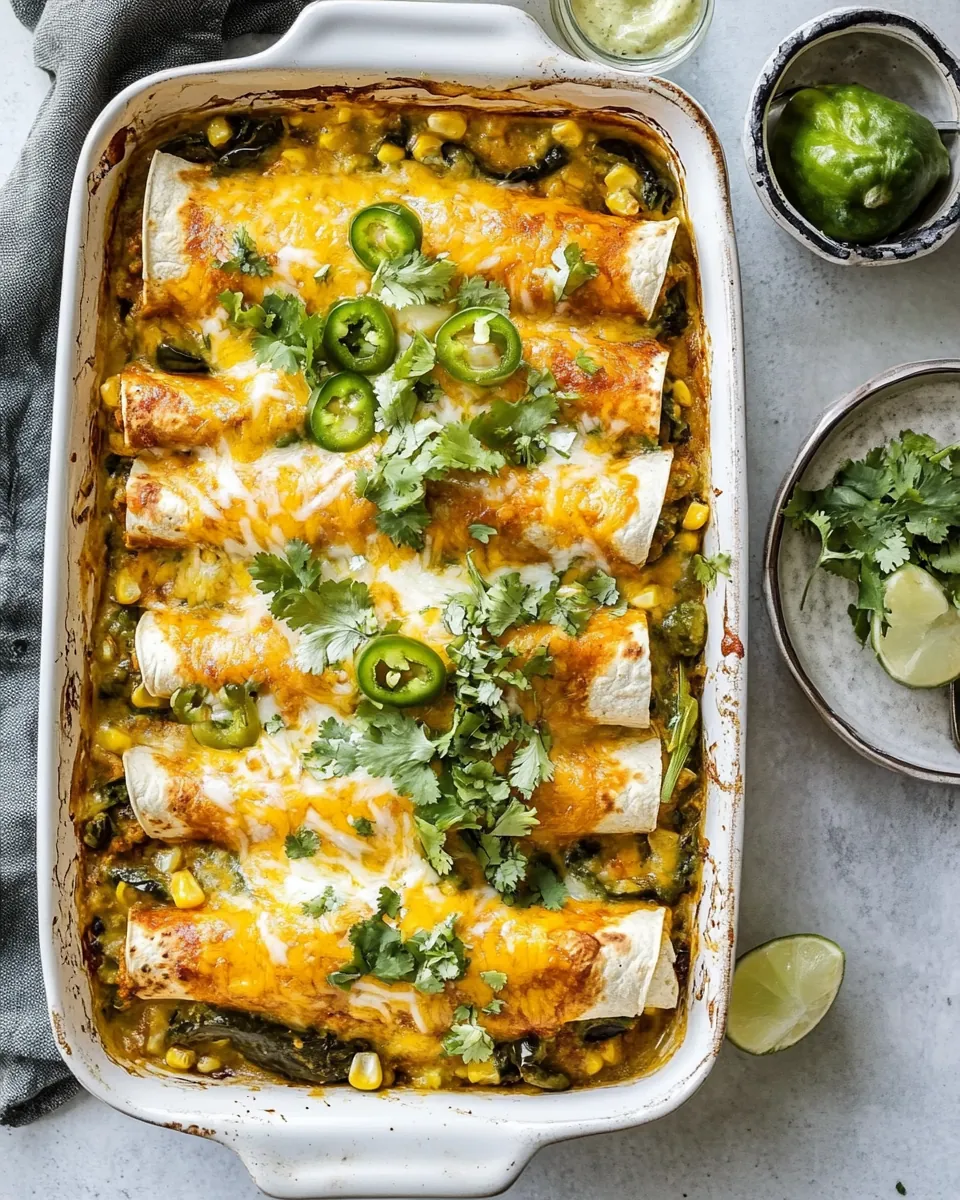 Sheet Pan Cheesy Poblano Corn Enchiladas