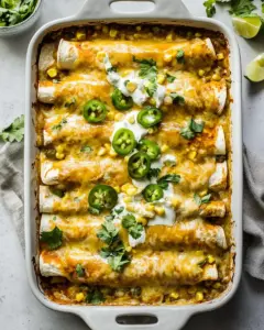 Sheet Pan Cheesy Poblano Corn Enchiladas