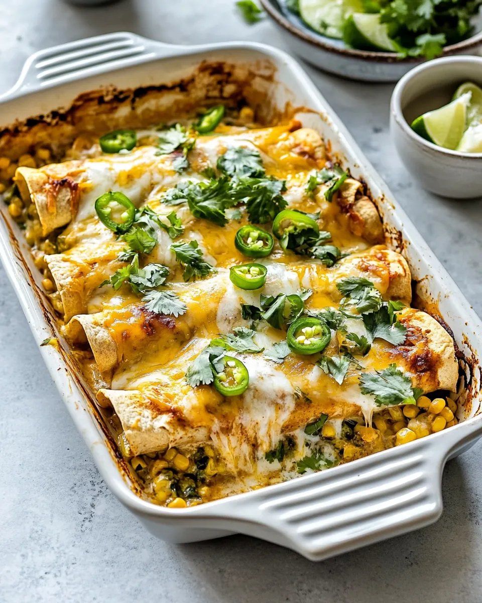 Sheet Pan Cheesy Poblano Corn Enchiladas