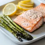 Simple One Pan Lemon Salmon with Roasted Asparagus